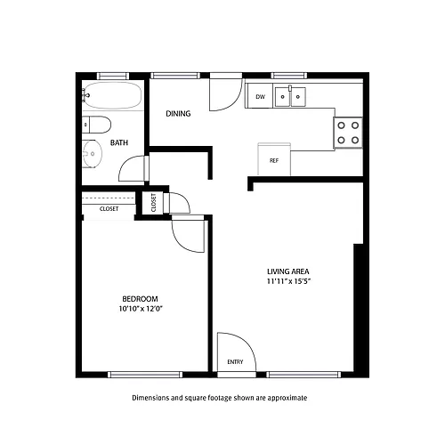 Floor plan 1 Bedroom / 1 Bath