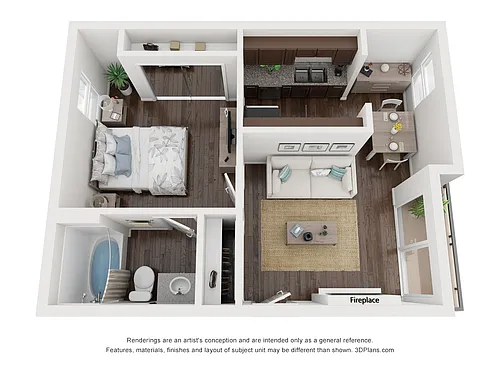 Floor plan One Bedroom C