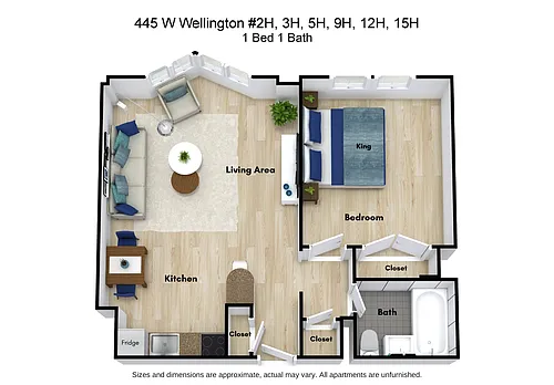 Floor plan 1 Bed 1 Bath