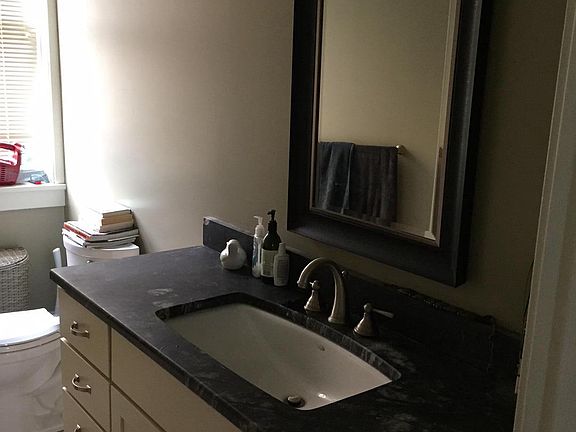 Honed granite vanity