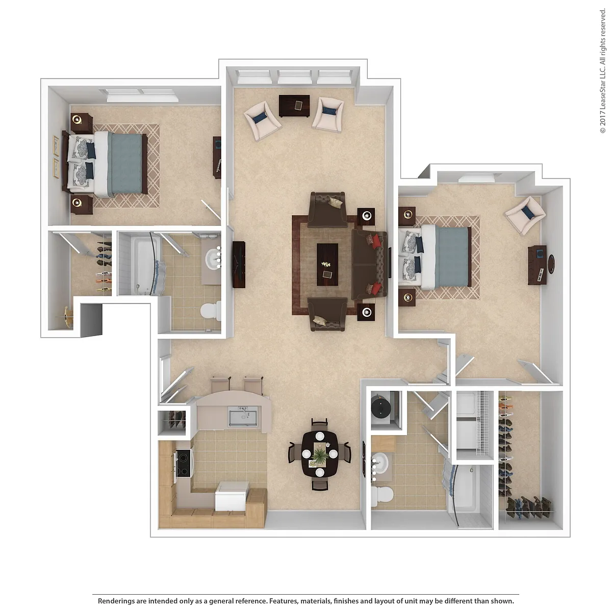 Floor plan 2 Bedroom Craftsman w/Sunroom