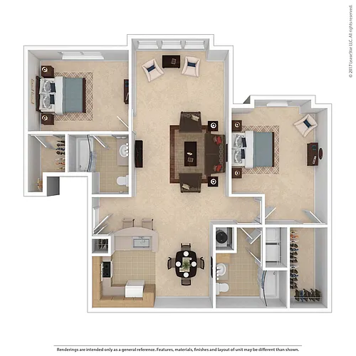 Floor plan 2 Bedroom Craftsman w/Sunroom