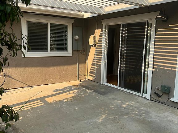 Covered patio in backyard