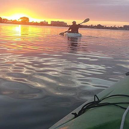 Kayaking at sunset