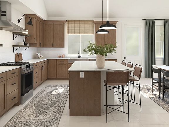 Kitchen with floating shelves