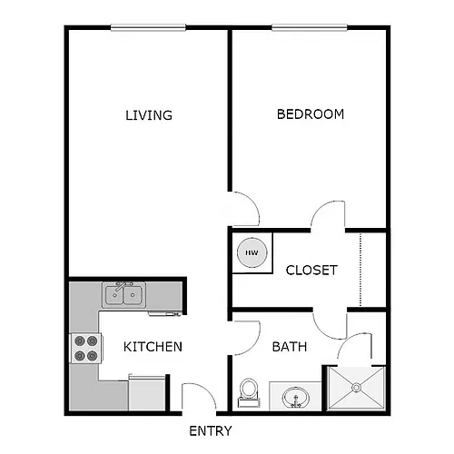 Floor plan 1 Bedroom 1 Bathroom