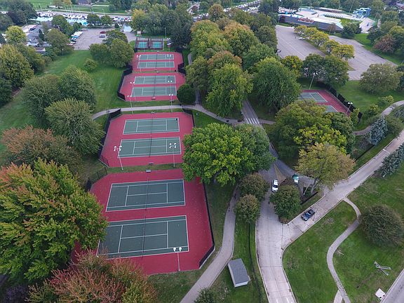 tennis courts, walking trail