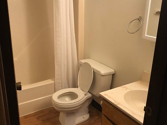 Fresh and disinfected bathroom. One-piece tub/shower for easy cleaning.