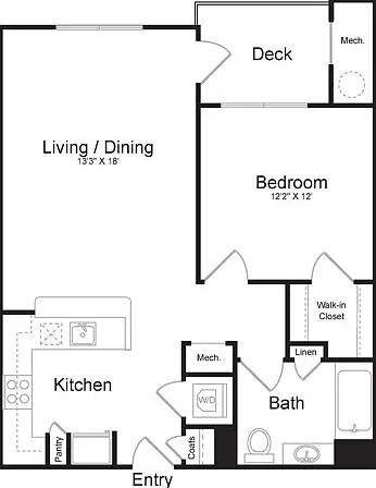 One Bedroom One Bath (754 SF) One Bedroom One Bath (754 SF)