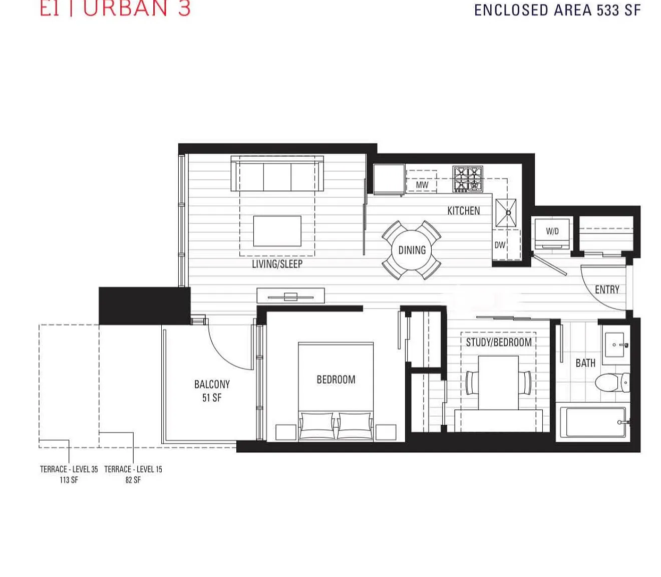 2 bed, 533 sqft, $2,300 — Photo 2