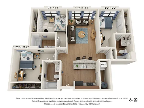 Floor plan 3 Bedroom - 3 Bath (3C)