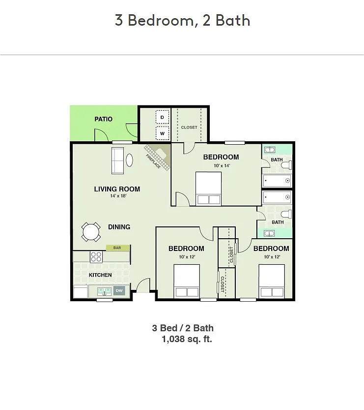 Floor plan 3 Bedroom 2 Bah