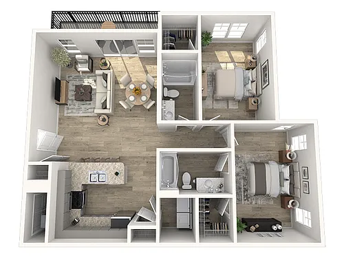 Floor plan 2X2-1041-Renovated