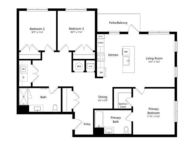 Floor plan C2-G2 | 3 Bed | 2 Bath