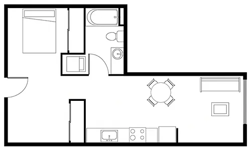 Floor plan Open 1 Bed D