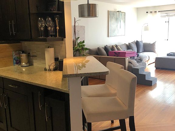 Breakfast bar with granite countertops