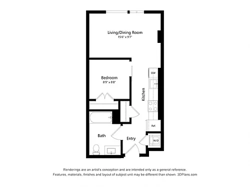 Floor plan J01A - JR 1 Bedroom
