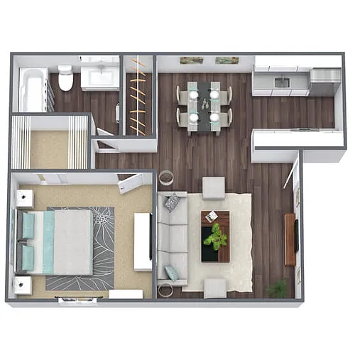 Floor plan A2: 1 Bed 1 Bath