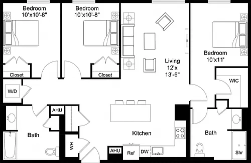 Floor plan 3 Bed/2 Bath-C3