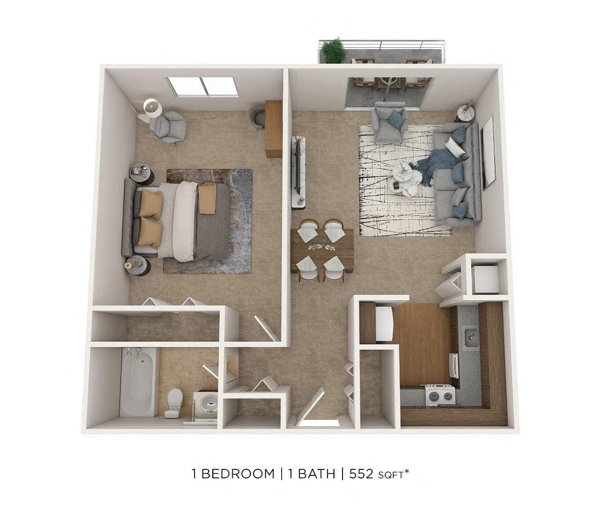 Floor plan One Bedroom - 552 sqft
