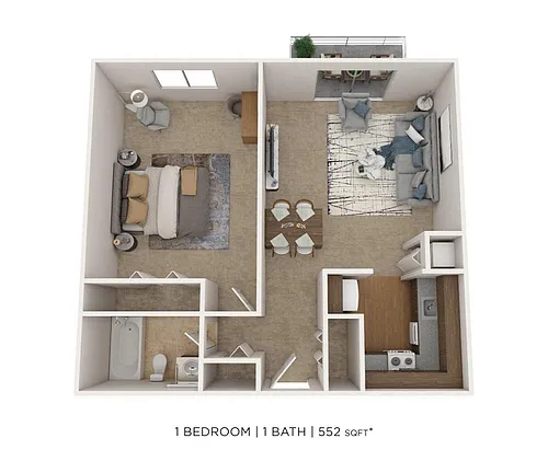 Floor plan One Bedroom - 552 sqft