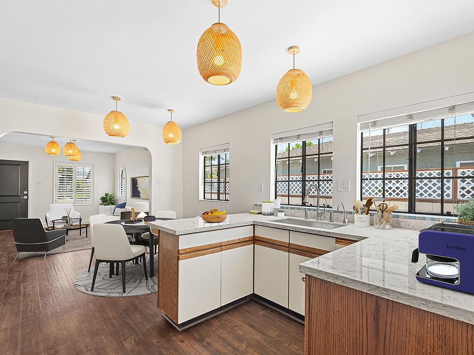 open concept kitchen, dining room, living room