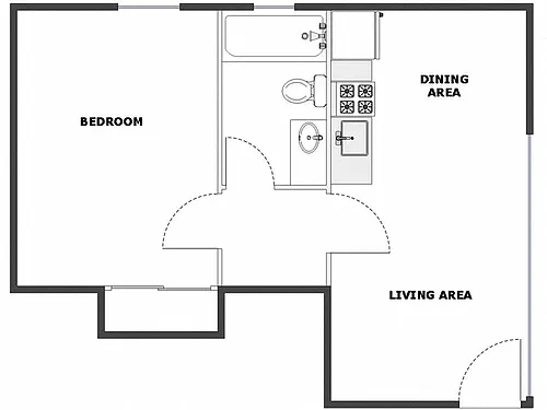 Floor plan 1 Bed / 1 Bath: Type D