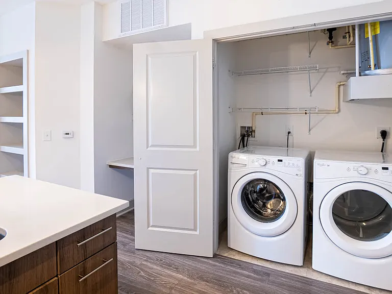 Kitchen with In-home Washer and Dryer