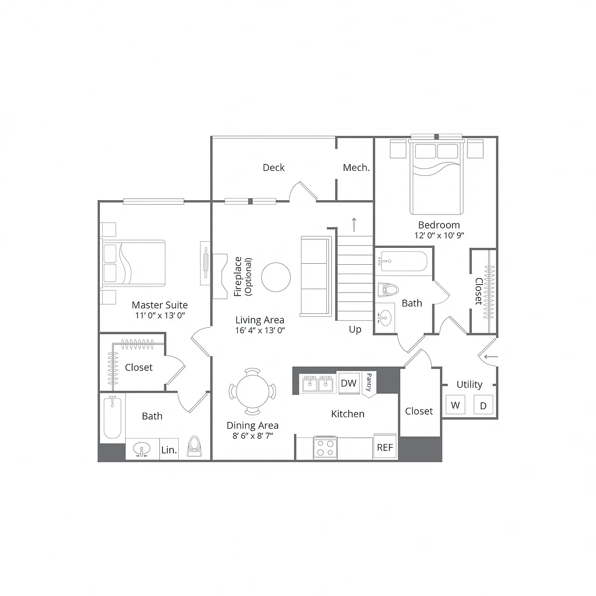 Floor plan 2 Bed/2 Bath-Laurel Terrace