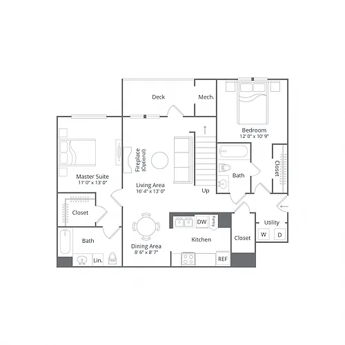 Floor plan 2 Bed/2 Bath-Laurel Terrace
