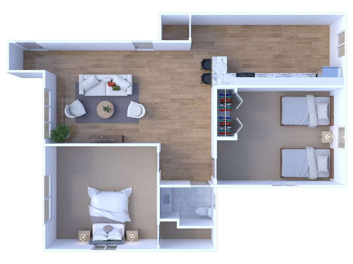 Floor plan 2 Bed 1 Bath | Renovated