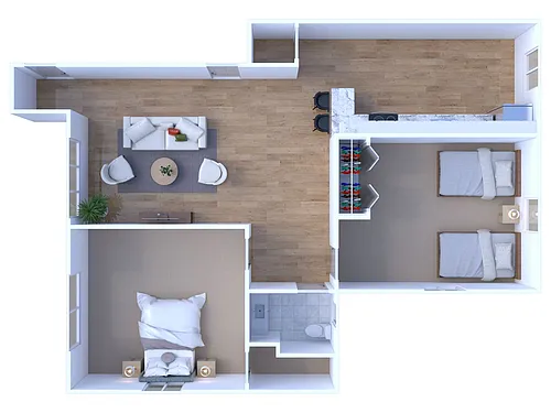 Floor plan 2 BR - 1 BTH Renovated