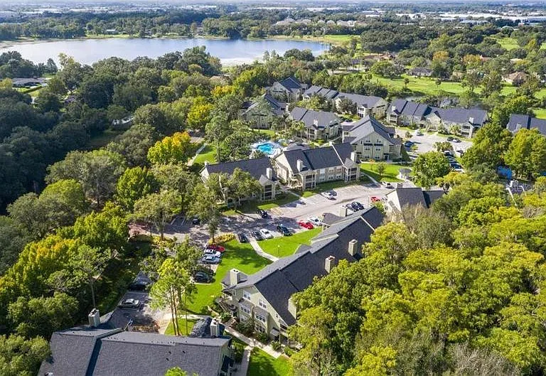 Arial view of complex and lake