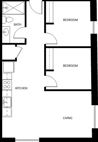 2 Bed | 1 Bath | 634-651 SQ FT 2 Bed | 1 Bath | 634-651 SQ FT