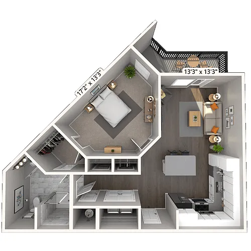 Floor plan A3 1x1 801 SF-FP