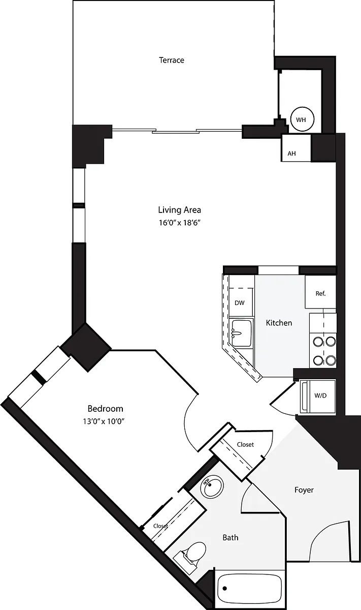 Floor plan 1 Bedroom B
