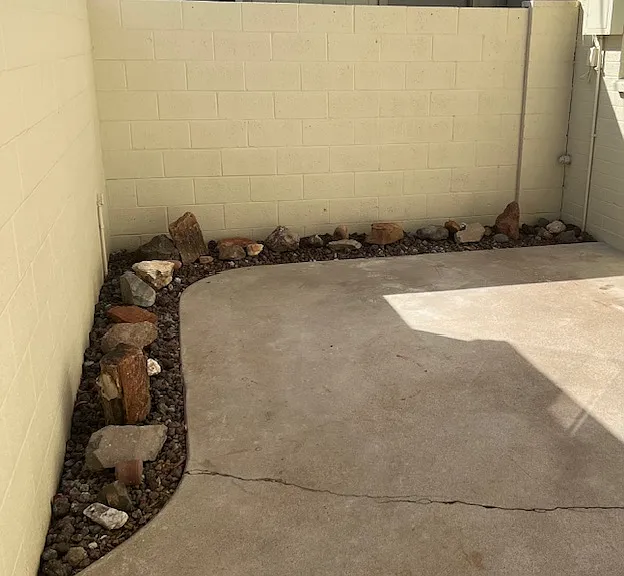 Private Sun Patio, 6' Foot Walls, with New Desert Hardscape.
