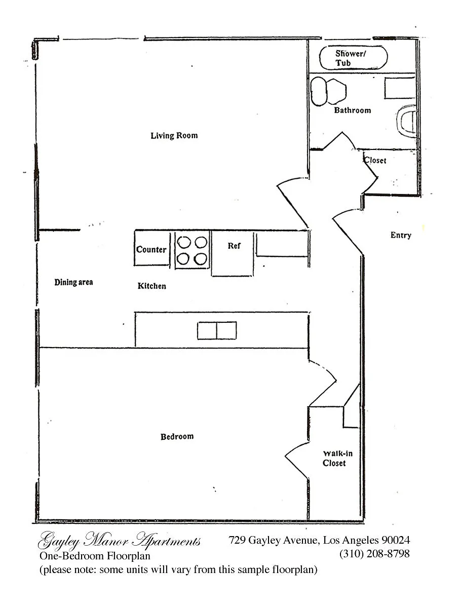 Floor plan One-Bedroom 728 sq ft