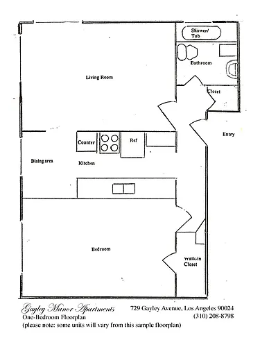 Floor plan One-Bedroom 676 sq ft