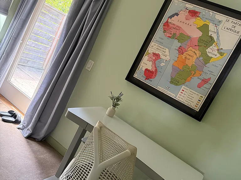 Bedroom #2 Workspace. Adjustable standing desk w/Sayl chair