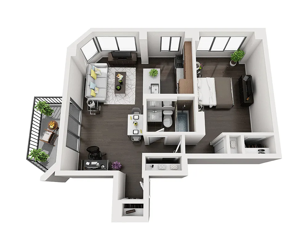 Floor plan One Bedroom A1L