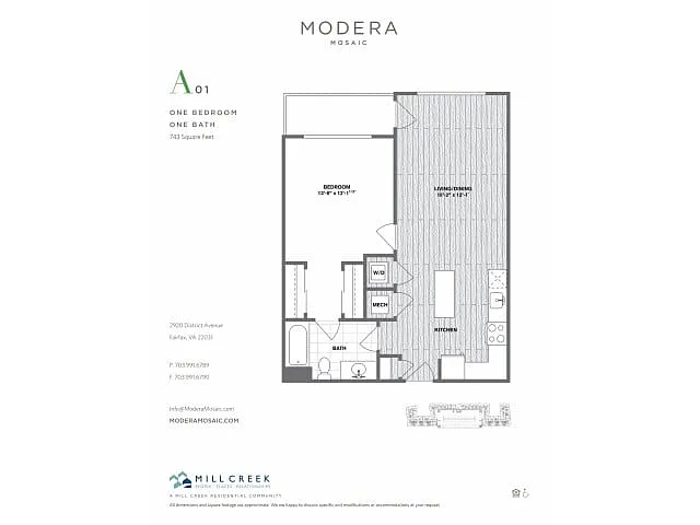 Floor plan A01 - One Bedroom One Bath