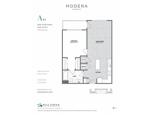 Floor plan A01 - One Bedroom One Bath