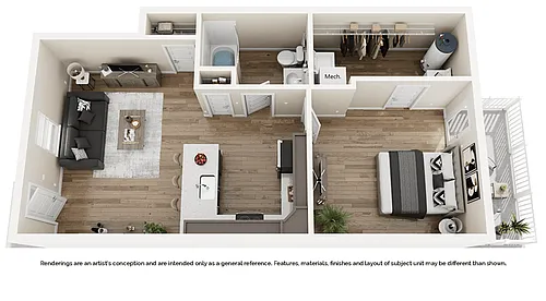 Floor plan 1 Bedroom First Level - 760sf