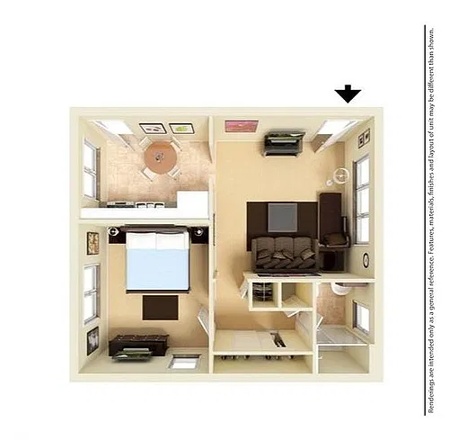 Floor plan 1 Bedroom/1 Bathroom