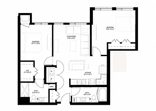 Floor plan Two Bedroom - D