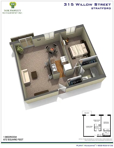 Floor plan One Bedroom Apartment
