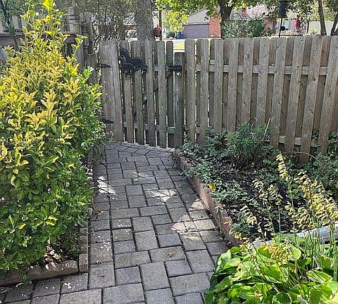 Patio leading to side gate