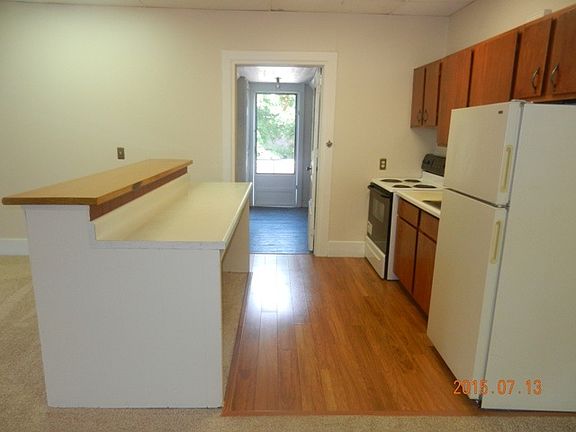 Kitchen with fire escape view