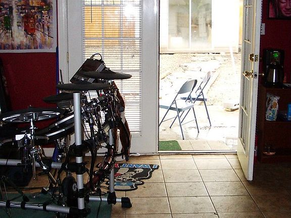 Looking out the Back Door from the Living Room
